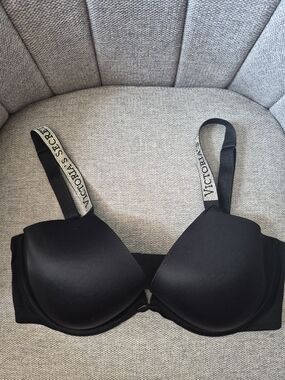 Victoria's Secret Black Molded Push-Up Bra with Logo Straps